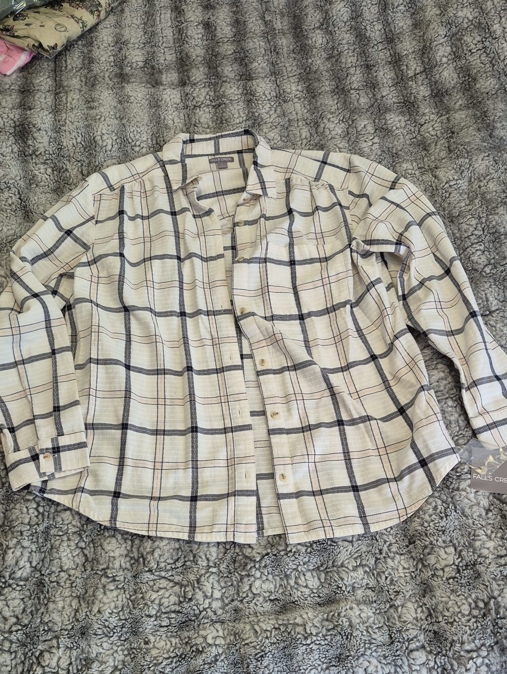 Falls Creek 🖤 Navy And Pink Plaid Button-Down Shirt (964)